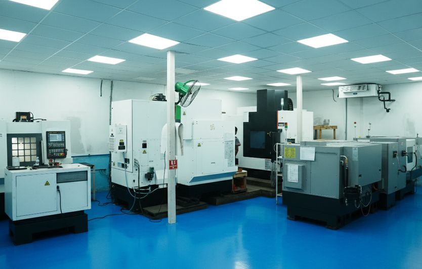 The RAVIS machine shop with the CNC line arranged along the production flow