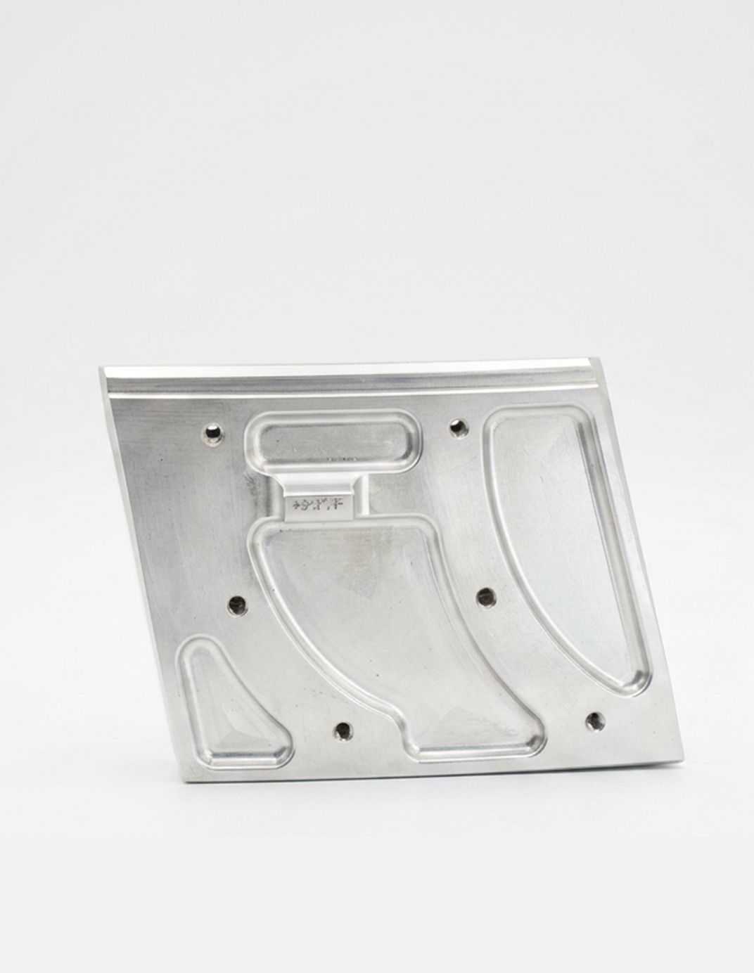 Machined aluminium plate with contoured pockets